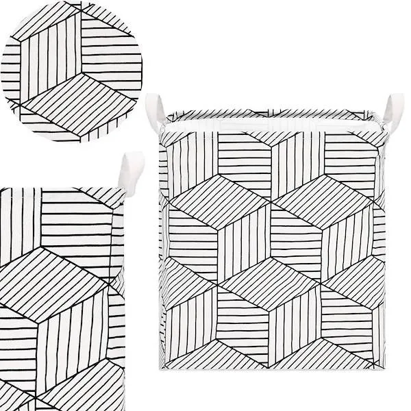 Kosz do przechowywania zabawek i ubrań pojemnik z uszami biało-czarny