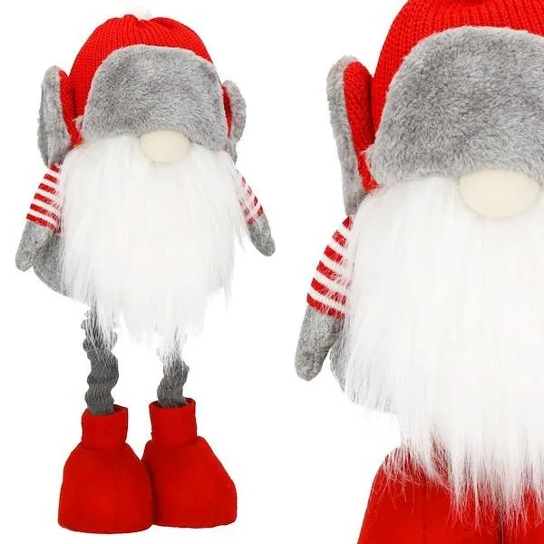 Skrzat 50 cm ozdoba świąteczna, krasnal świąteczny, gnom z teleskopowymi nóżkami