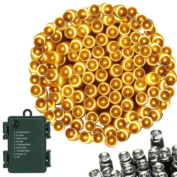 Lampki choinkowe 50 Led na baterie ciepły biały z programatorem