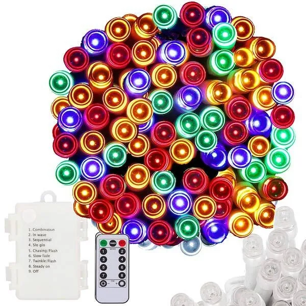 Lampki choinkowe 100 Led na baterie multikolor z pilotem