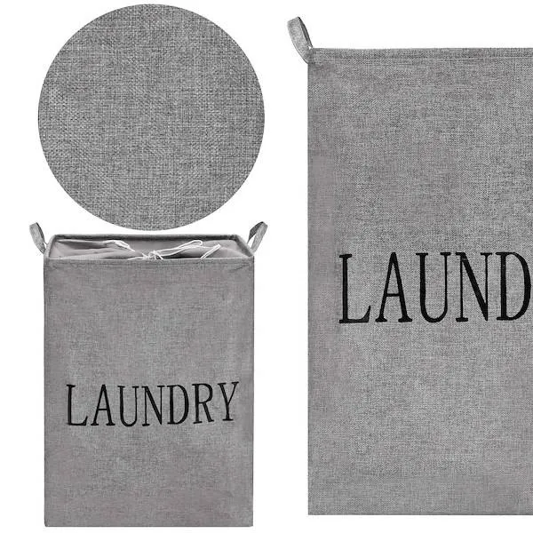 Kosz na pranie 81 L pojemnik z uszami szary