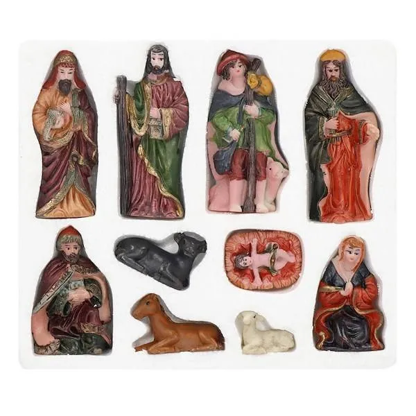 Figurki do szopki bożonarodzeniowej 10 szt. z żywicy zestaw święta