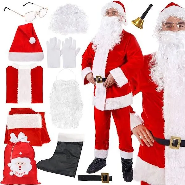 Strój św. Mikołaja zestaw 11 elementowy przebranie świąteczne