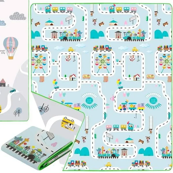 Dwustronna mata piankowa 150x180 cm składana dla dzieci