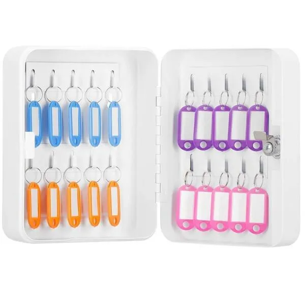 Skrzynka na klucze z zawieszkami metalowy sejf, kasetka biała