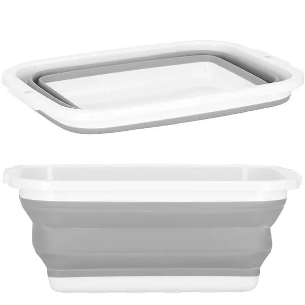 Kosz na pranie składany 8,5 L prostokątna miska szaro-biała