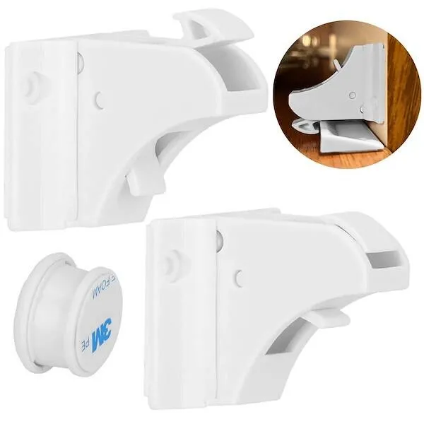 Blokada szuflad magnetyczna, zabezpieczenie szafek, mebli 4 szt. białe