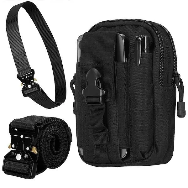 Pas i saszetka taktyczna zestaw wojskowy nerka czarna