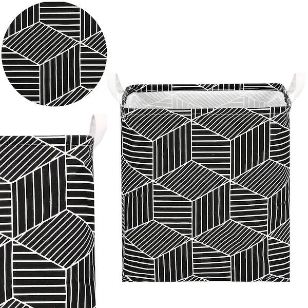 Kosz do przechowywania zabawek i ubrań pojemnik z uszami czarny zygzak