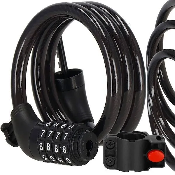 Zapięcie rowerowe, blokada na rower linka na kod czarny 95 cm