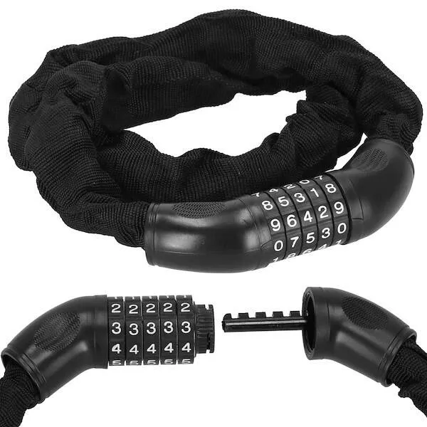 Zapięcie rowerowe, blokada na rower linka na kod czarny 98 cm