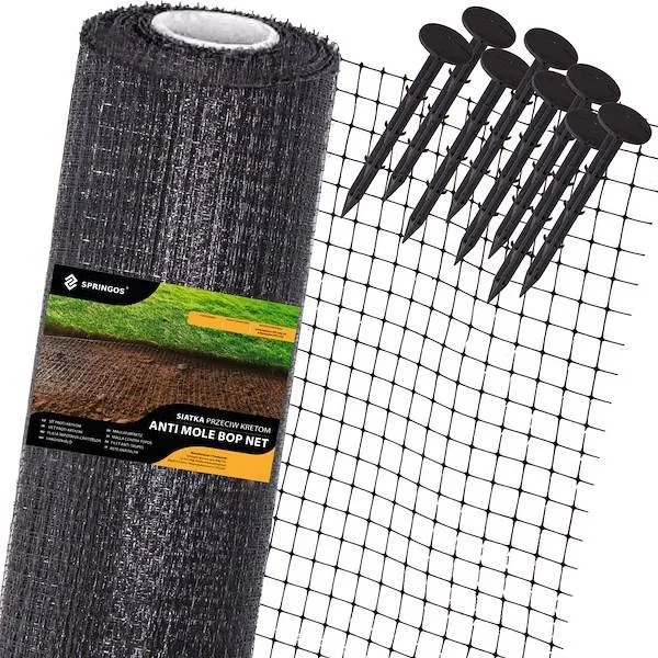 Siatka na krety 2x300 m + kołki 300 szt. przeciw kretom, nornicom 30g/m2