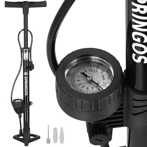 Pompka rowerowa z manometrem 11 bar, pompka podłogowa do rowerów