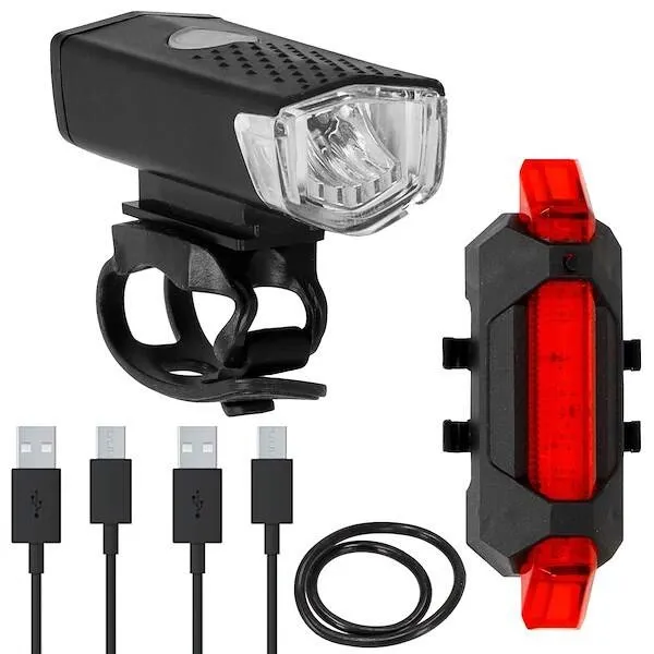 Zestaw lampek rowerowych na przód i tył 2 szt. na USB