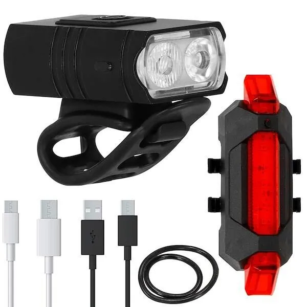 Zestaw lampek rowerowych na przód i tył 2 szt. na USB