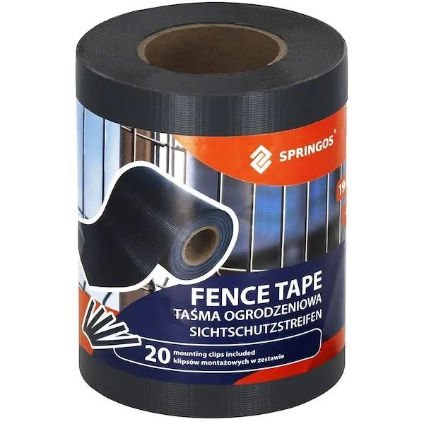 Taśma ogrodzeniowa i klipsy mocujące 20 szt. PVC 35 m x 19 cm 450 g/m2 antracyt