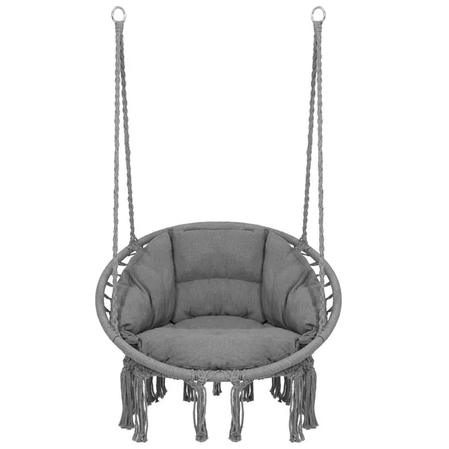 Bocianie gniazdo z frędzlami huśtawka z poduszką ogrodowa grafitowa