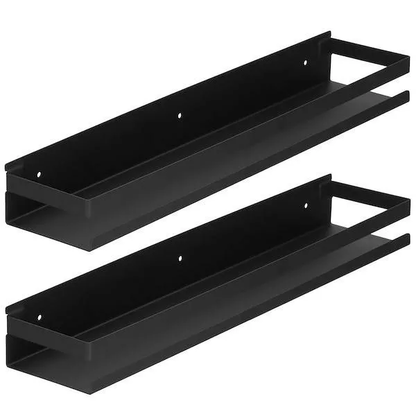 Półki łazienkowe pod prysznic 2 szt. 50x10 cm ze stali nierdzewnej czarne