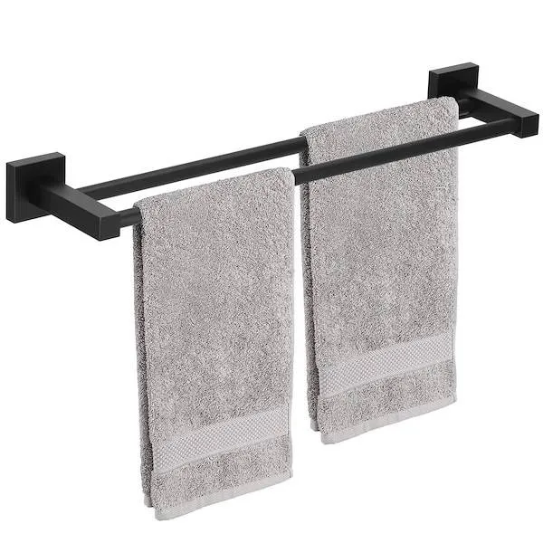 Wieszak łazienkowy na ręczniki ścienny aluminiowy czarny