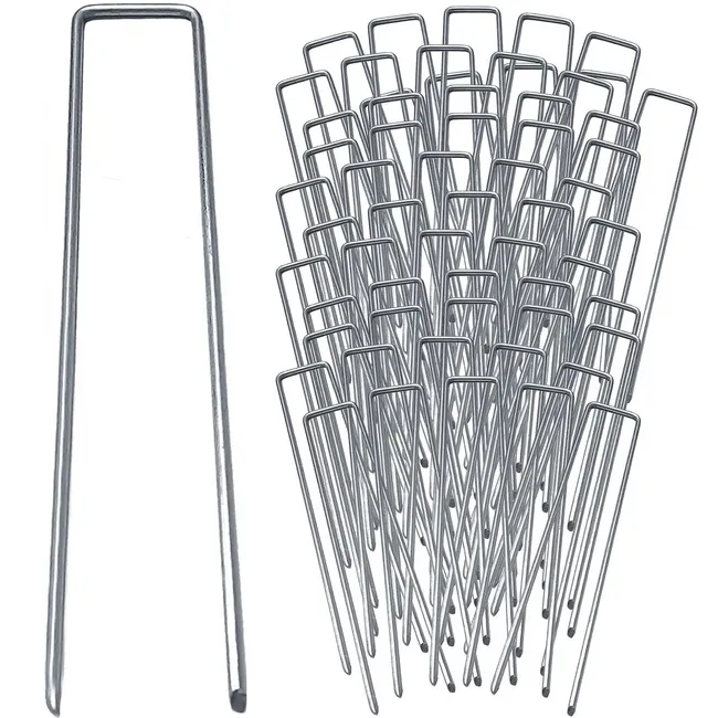 Kotwy do agrowłókniny 15x3 cm metalowe szpilki srebrne 100 szt.