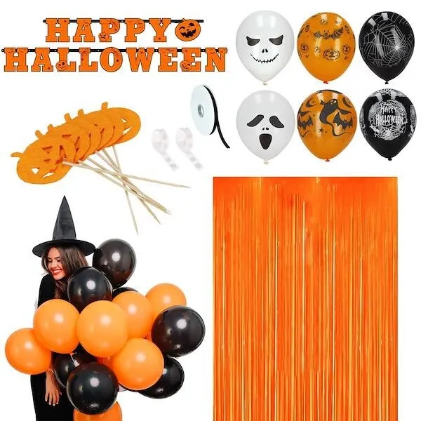 Dekoracje na Halloween zestaw balony girlanda kurtyna ozdoby na Halloween