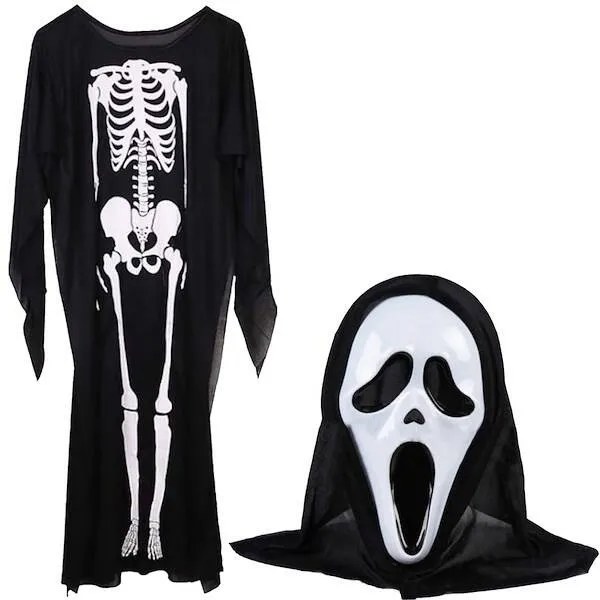 Dekoracje na Halloween strój kościotrupa kostek szkieletor maska