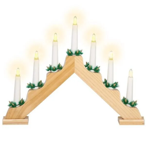 Świecznik adwentowy Led 7 świec drewniany ozdoba bożonarodzeniowa