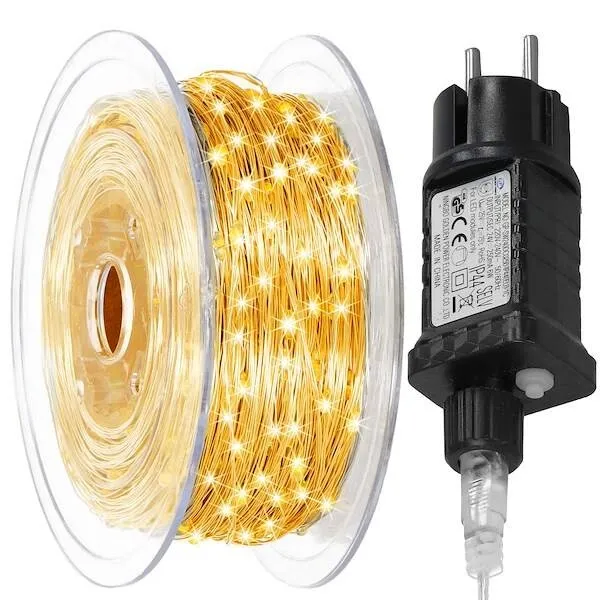 Lampki choinkowe na szpuli 1000 LED druciki biały ciepły wewnętrzno-zewnętrzne
