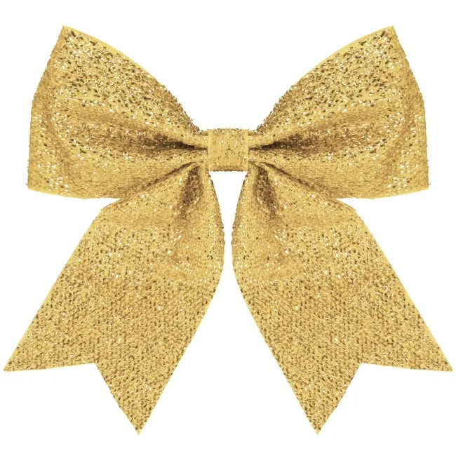 Kokardka świąteczna na choinkę 22 cm brokatowa zawieszka choinkowa złota