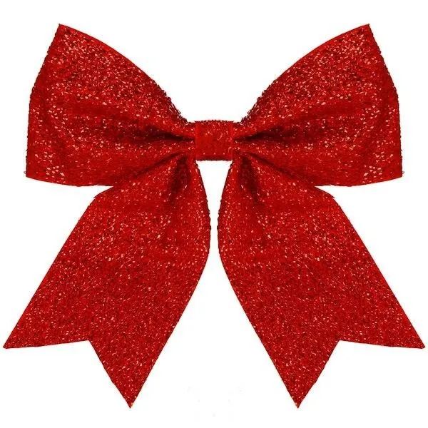 Kokardka świąteczna na choinkę 20 cm brokatowa zawieszka choinkowa czerwona