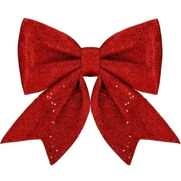 Kokardka świąteczna na choinkę 20 cm brokatowa zawieszka choinkowa czerwona