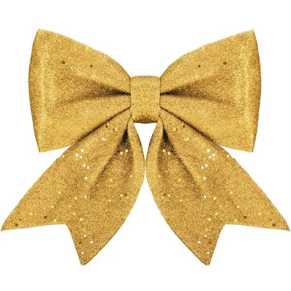 Kokardka świąteczna na choinkę 20 cm brokatowa zawieszka choinkowa złota