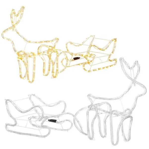 Renifer Led świąteczny z saniami 120 cm świetlna dekoracja biały ciepły