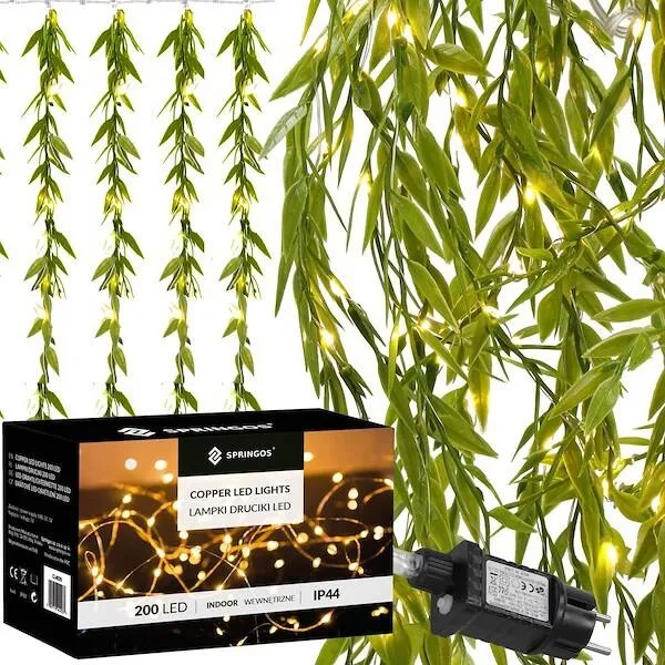 Girlanda led sztuczne liście ruskus dekoracja świetlna