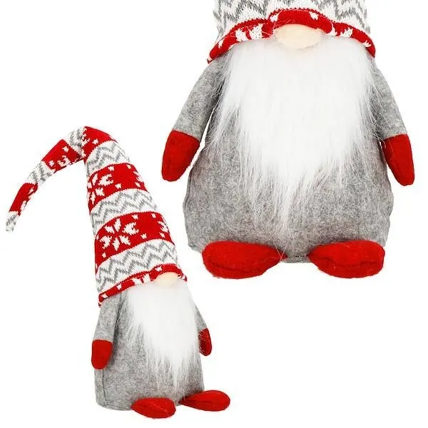 Skrzat 50 cm ozdoba świąteczna, krasnal świąteczny, gnom czerwono-szary