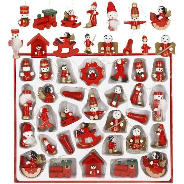 Zawieszki choinkowe 30 sztuk drewniane ozdoby świateczne