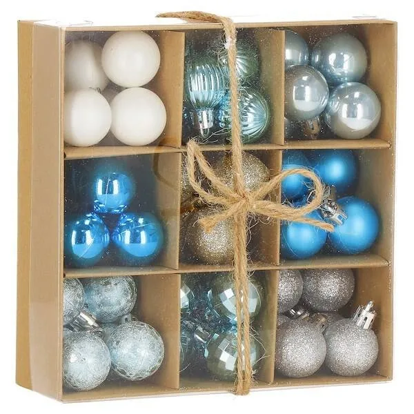 Bombki choinkowe 54 szt. ozdoby świąteczne zestaw 3cm niebieskie