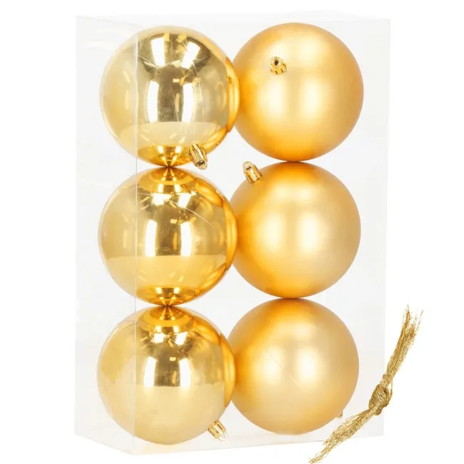 Bombki choinkowe 6 szt. ozdoby świąteczne zestaw 9,5 cm zlote