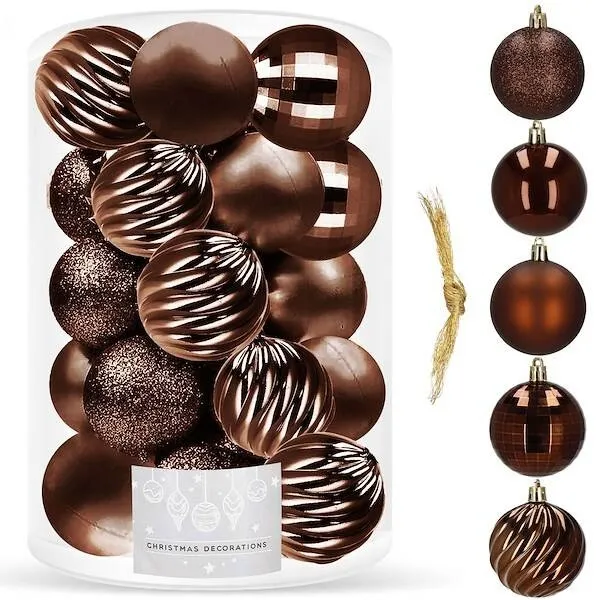 Bombki choinkowe 20 szt. ozdoby świąteczne brązowe