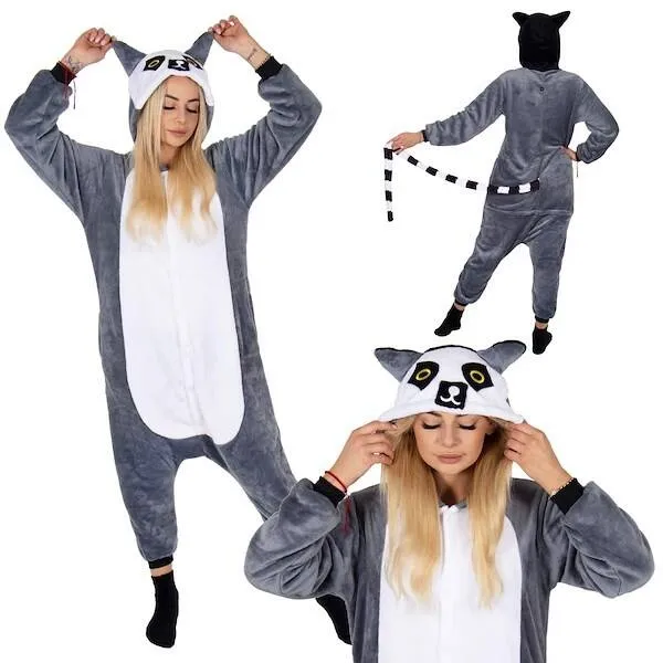 Piżama kigurumi lemur kombinezon jednoczęściowy damski rozmiar S