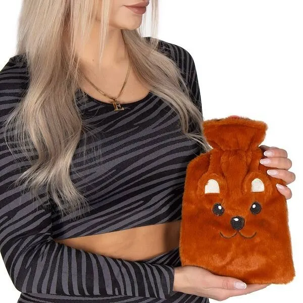 Termofor gumowy z pluszowym pokrowcem niedźwiedź, ogrzewacz do rąk 1L