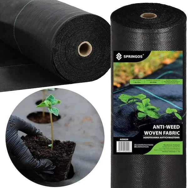 Agrowłóknina antychwastowa agrotkanina 90g czarna mata 1,6x10 m