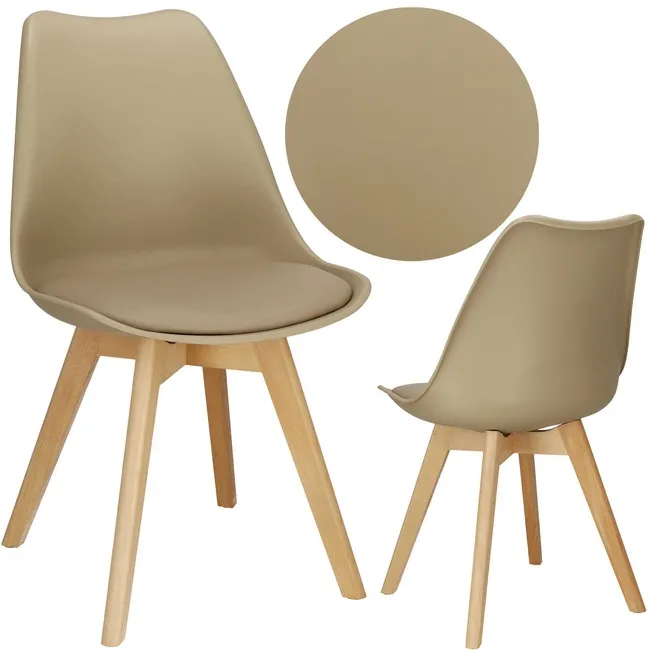 Krzesło skandynawskie do kuchni salonu jadalni Verde tapicerowana poduszka beżowe