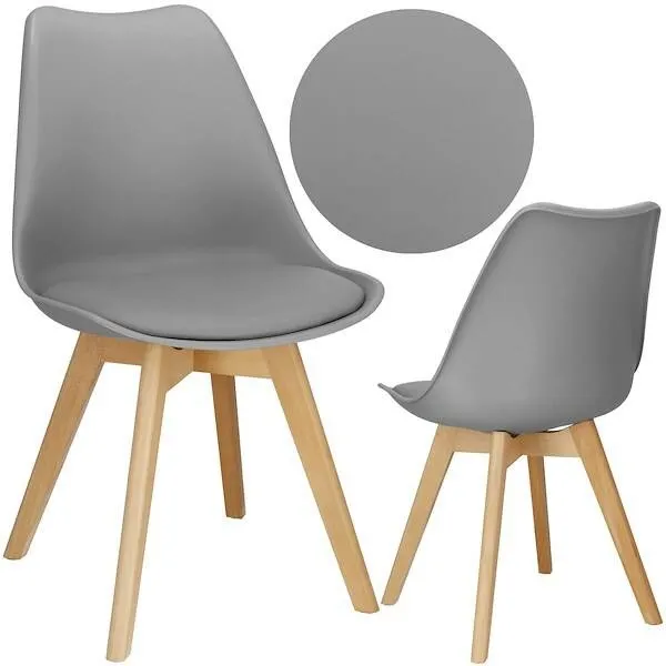 Krzesło skandynawskie do kuchni salonu jadalni Verde tapicerowana poduszka szare