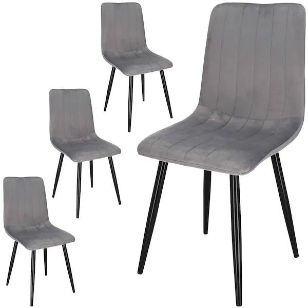 Krzesła welurowe Tedi 4 szt. do kuchni salonu jadalni loft szare