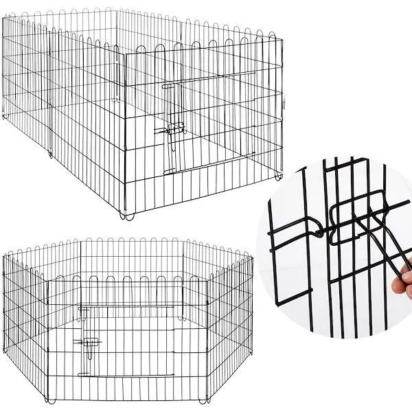 Kojec dla zwierząt wybieg klatka dla psa 165x85 cm metalowa czarna