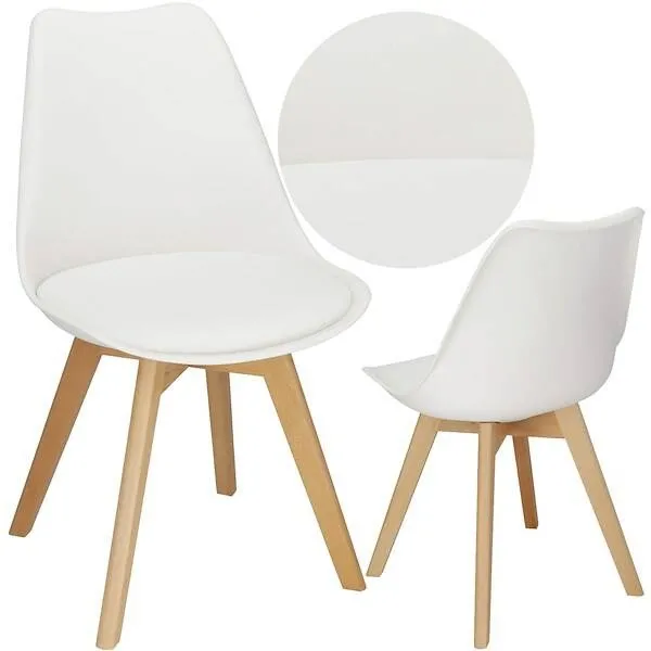 Krzesło skandynawskie do kuchni salonu jadalni Verde tapicerowana poduszka białe