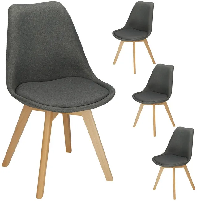 Krzesło skandynawskie 4 szt. do kuchni salonu jadalni Verde tapicerowana poduszka szare