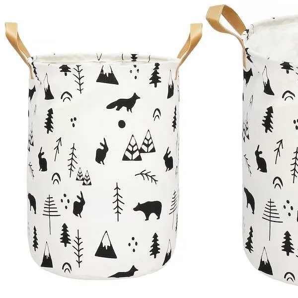 Kosz do przechowywania zabawek i ubrań 43 L pojemnik z uchwytami kremowy