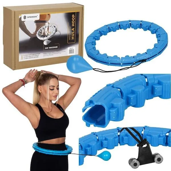 Hula hop z obciążeniem i masażerem odchudzające 24 wypustki niebieskie